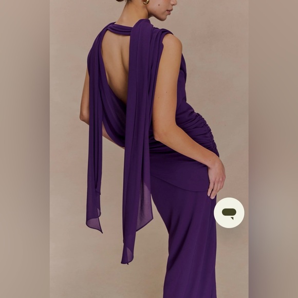 Meshki Purple Chiffon Draped Maxi Dress - Picture 5 of 7